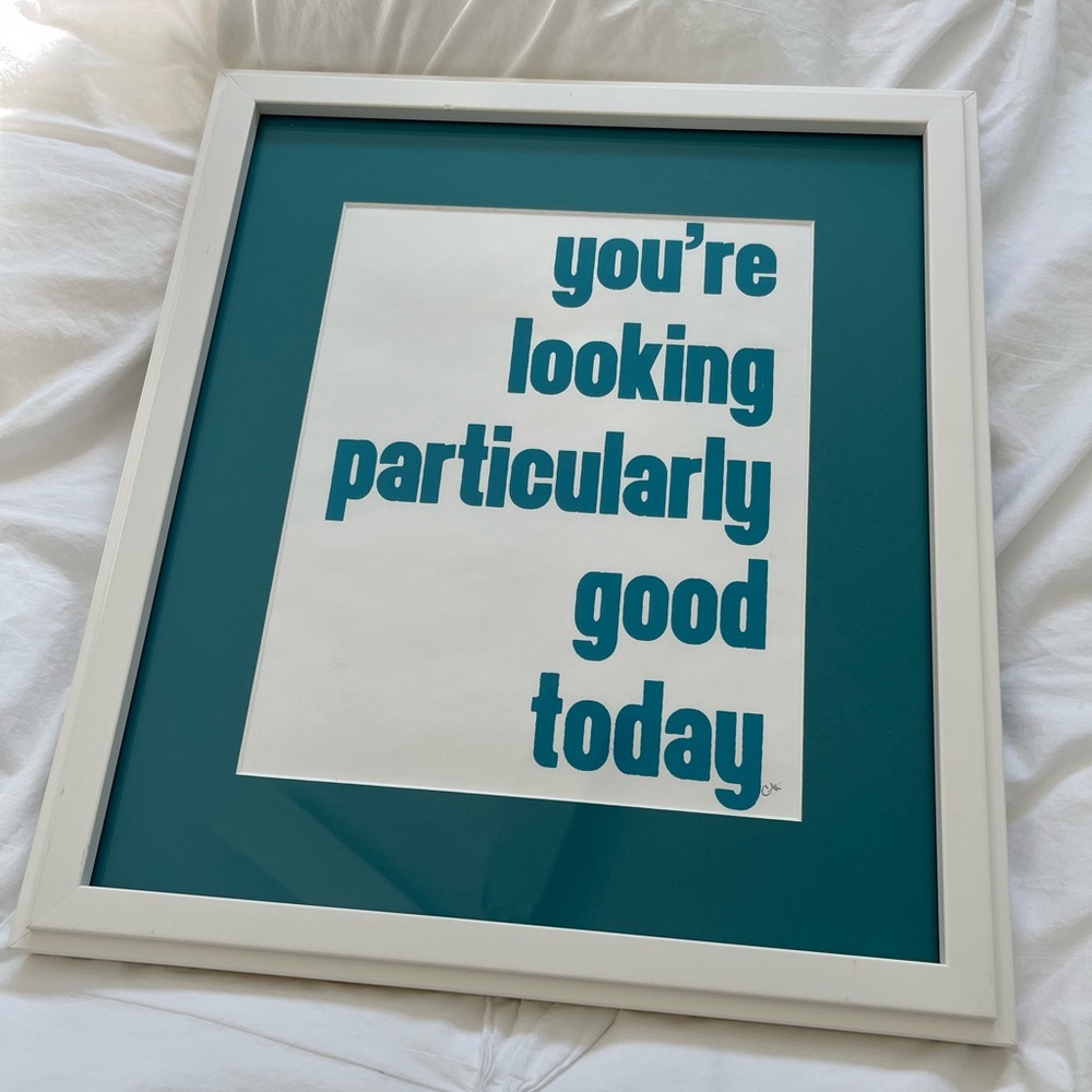 Teal and White Framed Wall Art